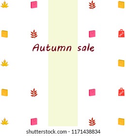 autumn sale paper package fallen leaves vector background