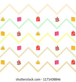 autumn sale paper package fallen leaves vector background