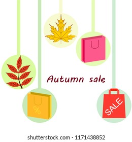 autumn sale paper package fallen leaves vector background