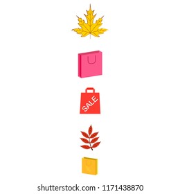 autumn sale paper package fallen leaves vector background