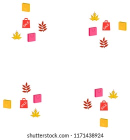 autumn sale paper package fallen leaves vector background