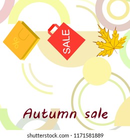 autumn sale paper package fallen leaves vector background