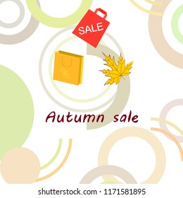 autumn sale paper package fallen leaves vector background