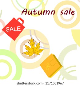 autumn sale paper package fallen leaves vector background