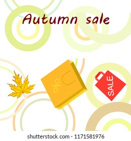autumn sale paper package fallen leaves vector background