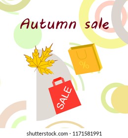autumn sale paper package fallen leaves vector background