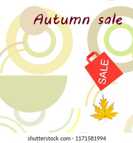 autumn sale paper package fallen leaves vector background