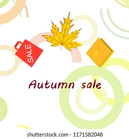 autumn sale paper package fallen leaves vector background