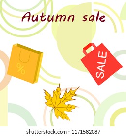 autumn sale paper package fallen leaves vector background