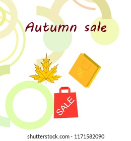 autumn sale paper package fallen leaves vector background