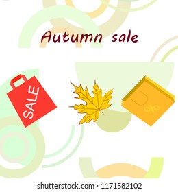 autumn sale paper package fallen leaves vector background