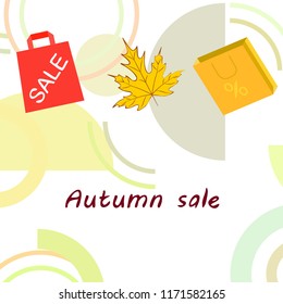 autumn sale paper package fallen leaves vector background