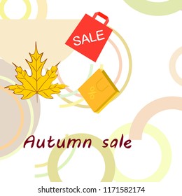 autumn sale paper package fallen leaves vector background