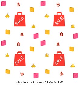 autumn sale paper package fallen leaves vector background