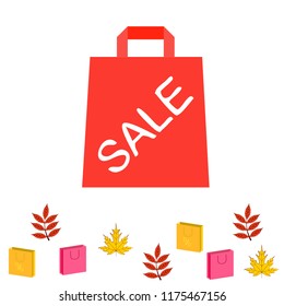 autumn sale paper package fallen leaves vector background