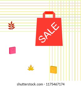 autumn sale paper package fallen leaves vector background