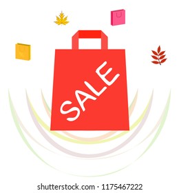 autumn sale paper package fallen leaves vector background