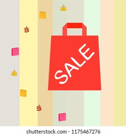 autumn sale paper package fallen leaves vector background