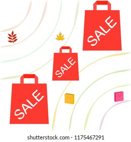 autumn sale paper package fallen leaves vector background