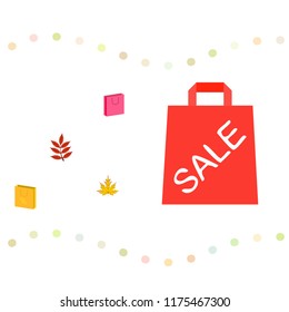 autumn sale paper package fallen leaves vector background