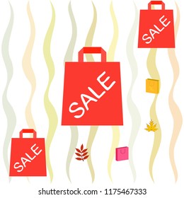 autumn sale paper package fallen leaves vector background