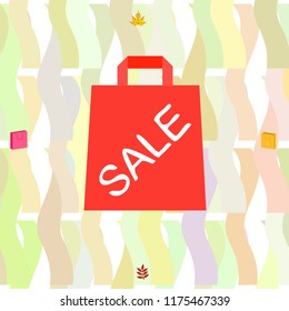 autumn sale paper package fallen leaves vector background