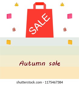 autumn sale paper package fallen leaves vector background