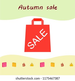autumn sale paper package fallen leaves vector background