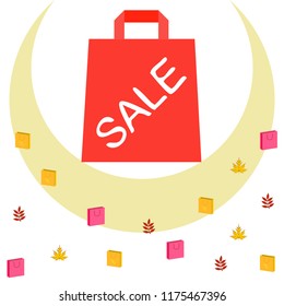 autumn sale paper package fallen leaves vector background