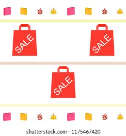 autumn sale paper package fallen leaves vector background