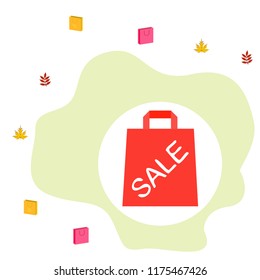 autumn sale paper package fallen leaves vector background