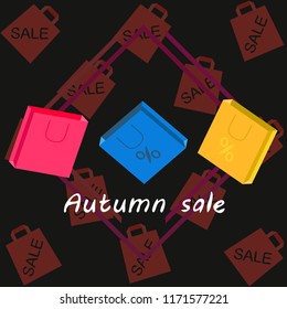 autumn sale paper package vector background autumn sale paper package vector background