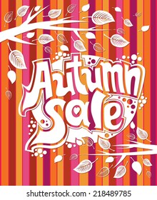 Autumn sale picture with a striped background. 