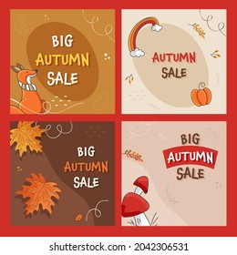 Autumn Sale Post Or Template Design With 50% Discount Offer In Four Options.