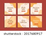 Autumn sale post template. Set of Editable creative template. cream, orange, red background color for social media post and web internet ads. Vector illustration
