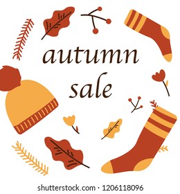 Autumn sale poster of discount promo web banner for autumnal seasonal shopping of maple leaf vector