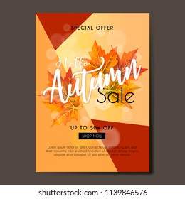 autumn sale poster with leaves