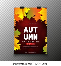 autumn sale poster with leaves