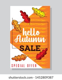 Autumn sale poster with leaves falling. Big sale. Special offer. Vector illustration.