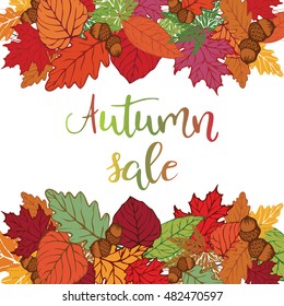 Autumn sale . Poster template for your business.
Nature season color orange autumn background maple leaves