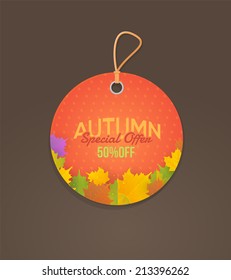 Autumn Sale Price Concept Tag, Banner, Label 