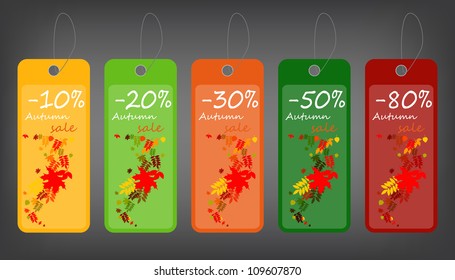 Autumn sale price tags. Vector illustration