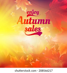 Autumn sale realistic Leaves typography poster. EPS10