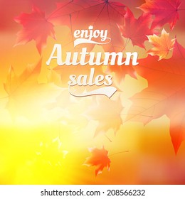 Autumn sale realistic Leaves typography poster. EPS10