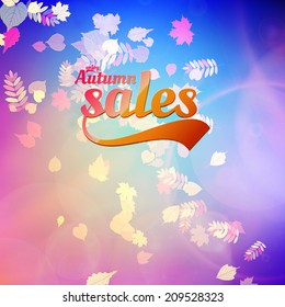 Autumn sale realistic Leaves typography poster. EPS10