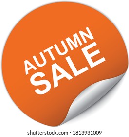 autumn sale - red round sticker banners on white background