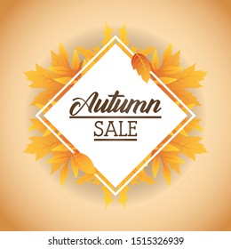 autumn sale rhombus seasonal frame vector illustration design