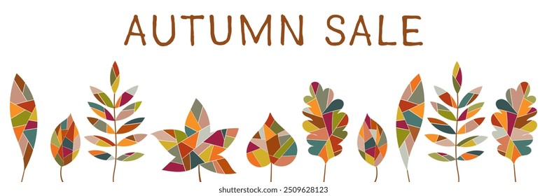 Autumn Sale. Sales banner with colorful leaves.