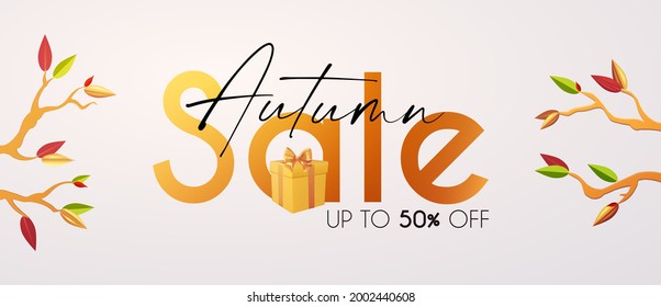 Autumn sale. Season offer flyer template. Promotion design.