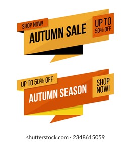 Autumn Sale and Autumn Season promotional badges for Fall Season sales, business, seasonal shopping and advertising. Vector illustration.